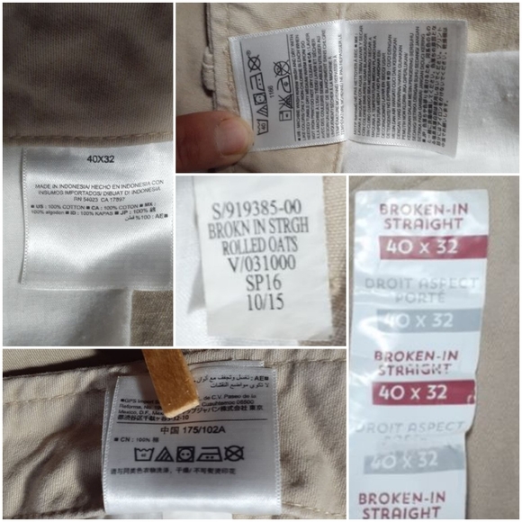 Nwot Old Navy *Broken-In Straight* Chino Colour Rolled Oats 40/32 - Picture 6 of 15